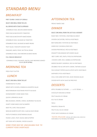 Koonjewarre standard menu